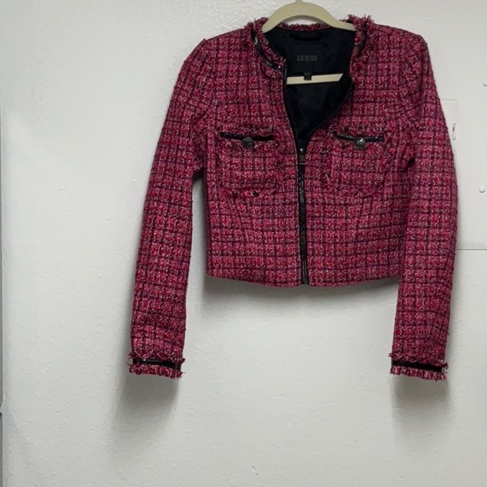 Guess Pink Blazer with Tweed Texture and Structured Silhouette - Picture 3 of 10